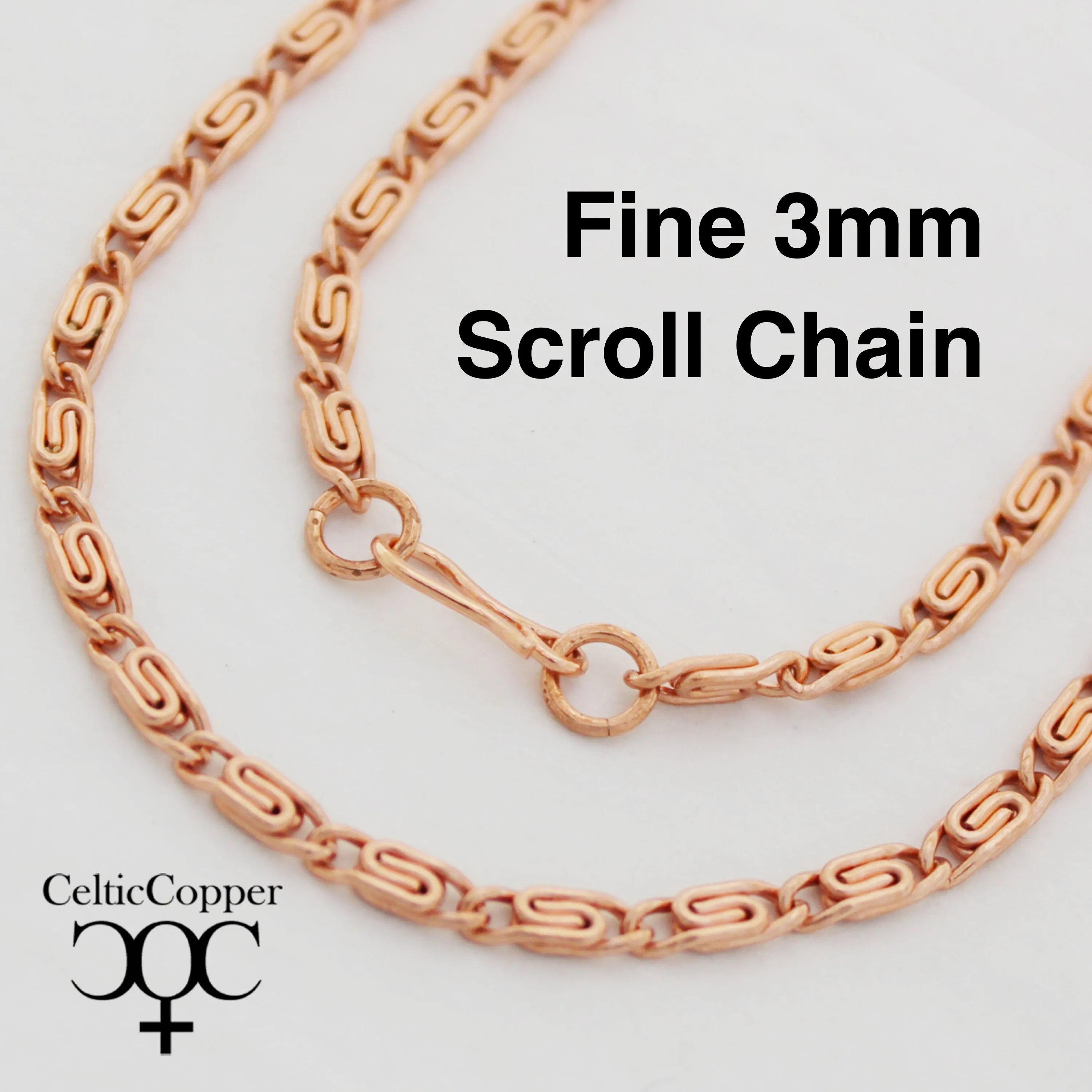 Solid Copper Necklace Chain Celtic Copper Fine Scroll Chain Necklace NC61 Celtic Necklace Chain Solid Copper Necklace 18 Inch Chain