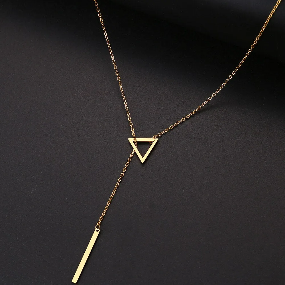 Stainless Steel Geometric Pendant Necklace with Chain