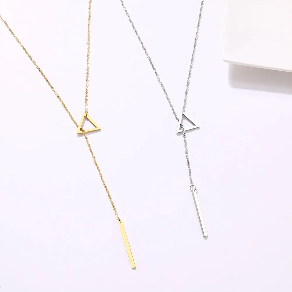 Stainless Steel Geometric Pendant Necklace with Chain