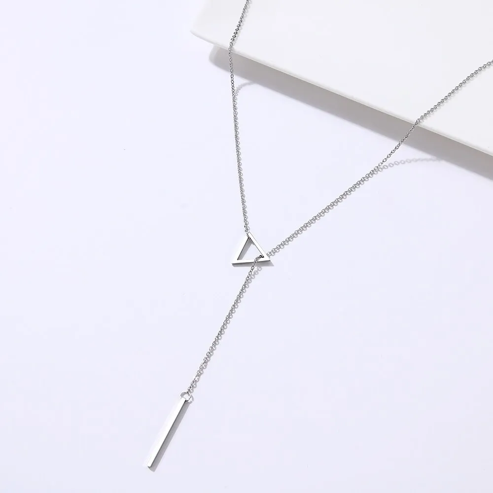 Stainless Steel Geometric Pendant Necklace with Chain