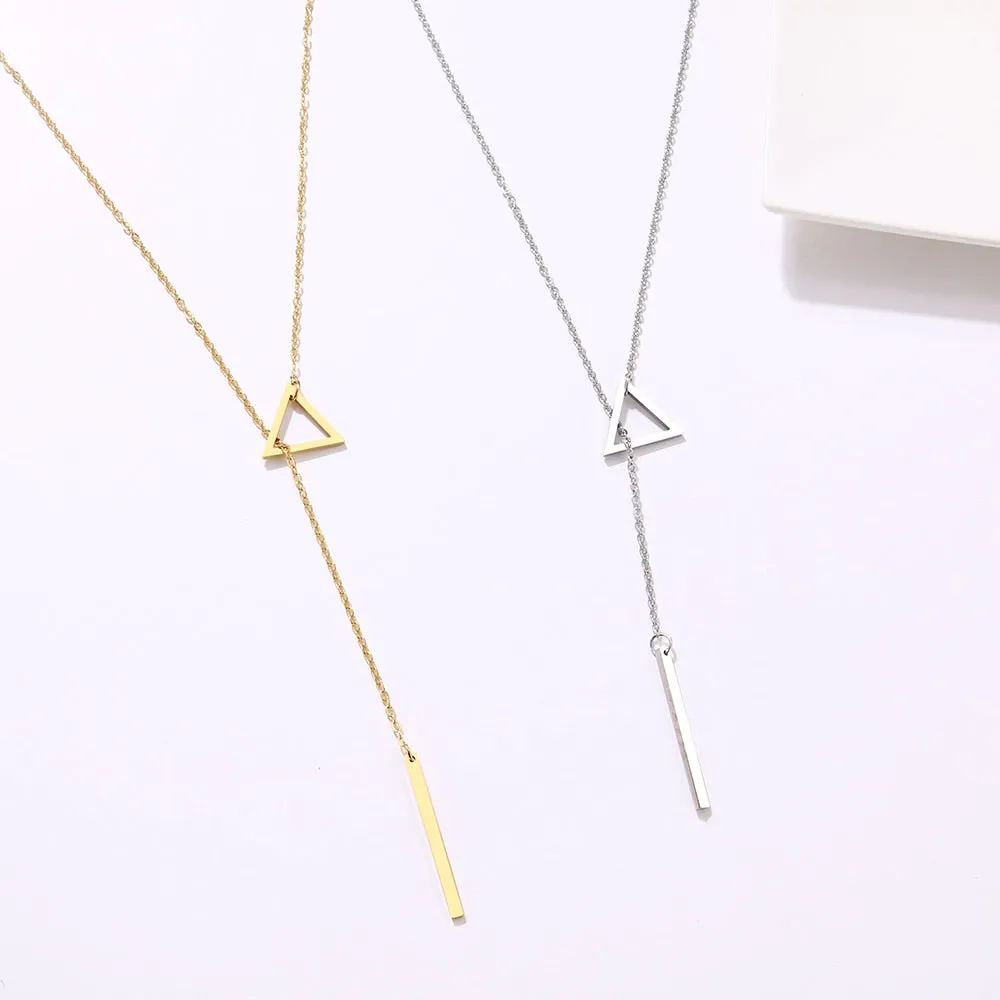 Stainless Steel Geometric Pendant Necklace with Chain