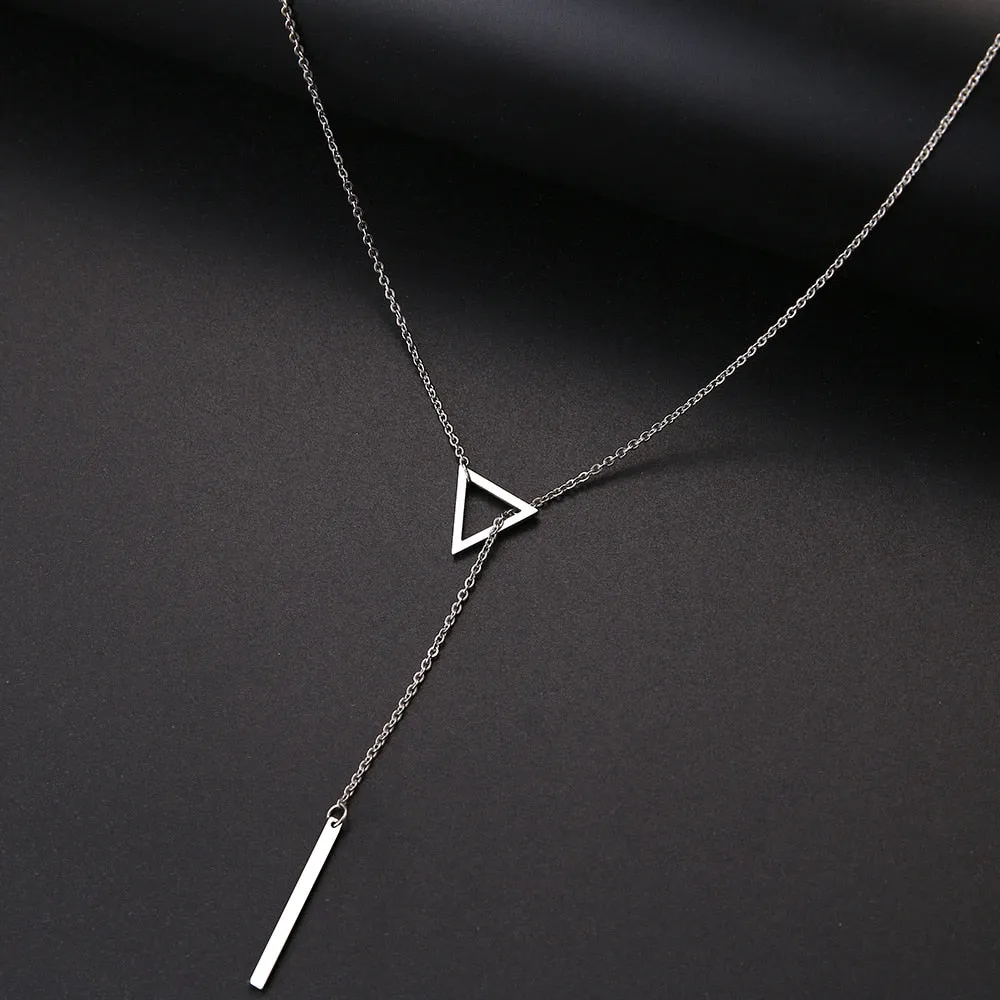 Stainless Steel Geometric Pendant Necklace with Chain