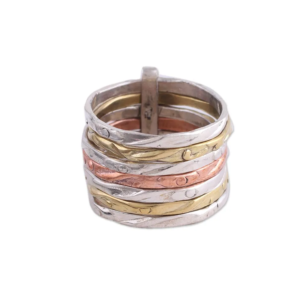 Sterling Silver Copper and Brass Band Ring from India - Classic Alliance | NOVICA