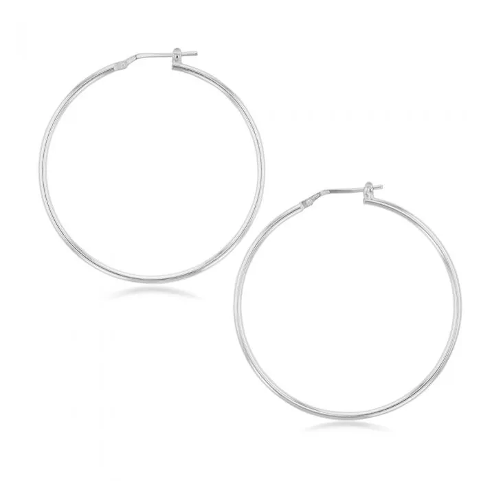 Sterling Silver Plain 40mm Hoop Earrings