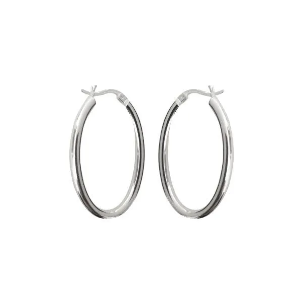 Sterling Silver "Silver Arches" Oval Hoop Earrings