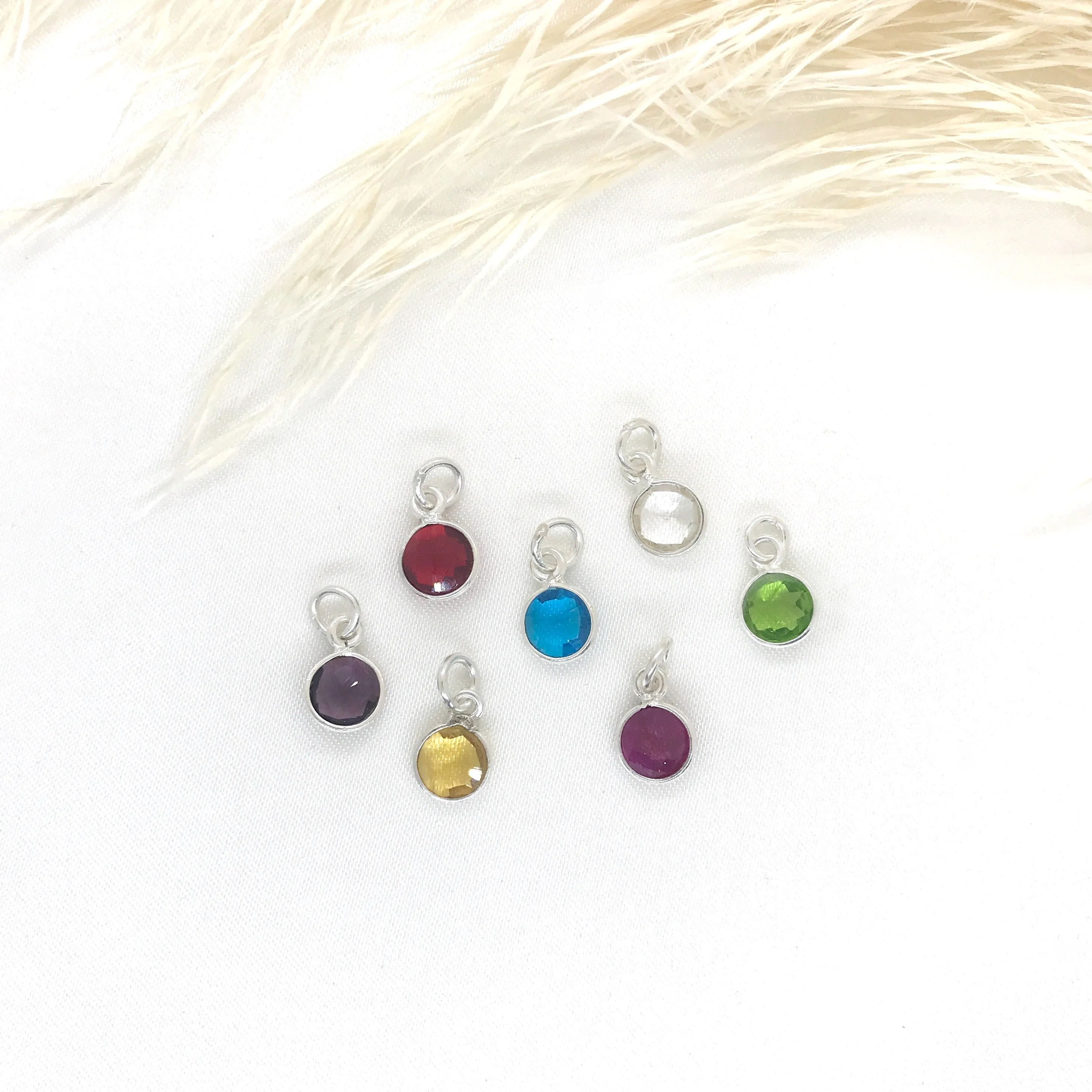 Sterling Silver Round Birthstones Pendants