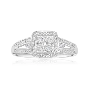 Sterling Silver Striking Diamond Ring