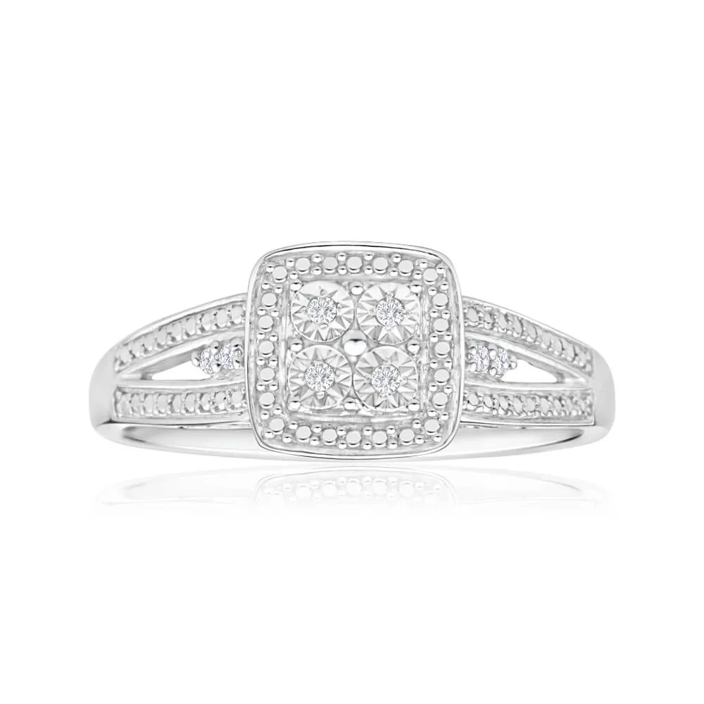 Sterling Silver Striking Diamond Ring