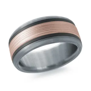 Tantalum with Carbon Fiber and 14K Rose Gold Ring from the Tantalum Collection by Malo - MRDTC-002-9BP