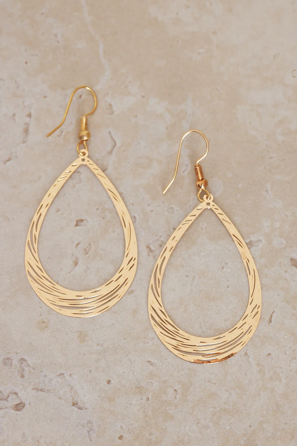 Teardrop Layered Earrings - Gold