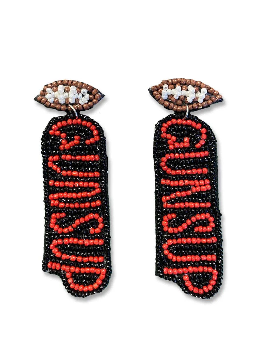 Texas Tech Dark Horse "FB Guns Up" Beaded Earrings