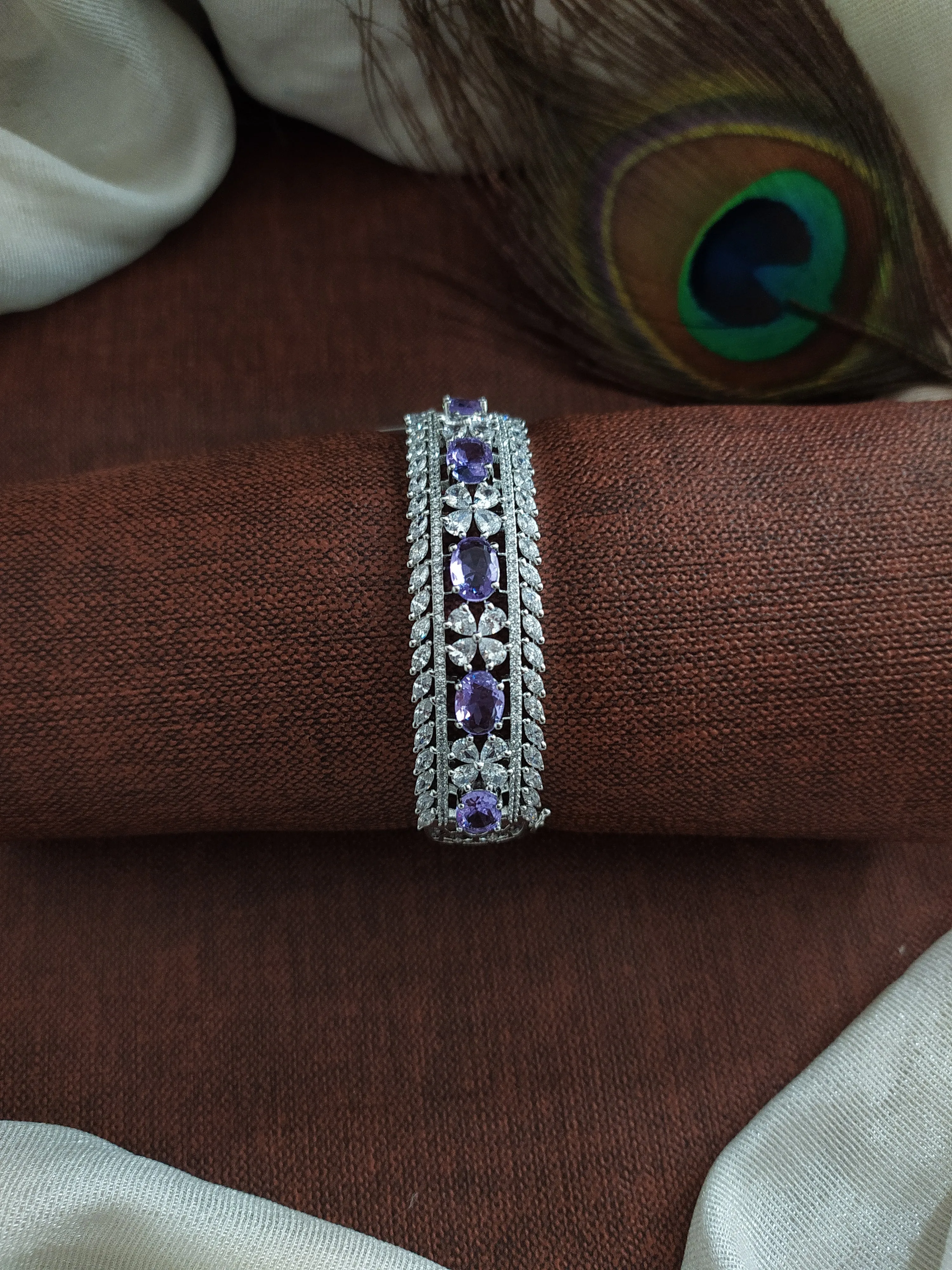 Timeless Elegance for Your Wrist: Silver Plated Zircon Kada Bracelets