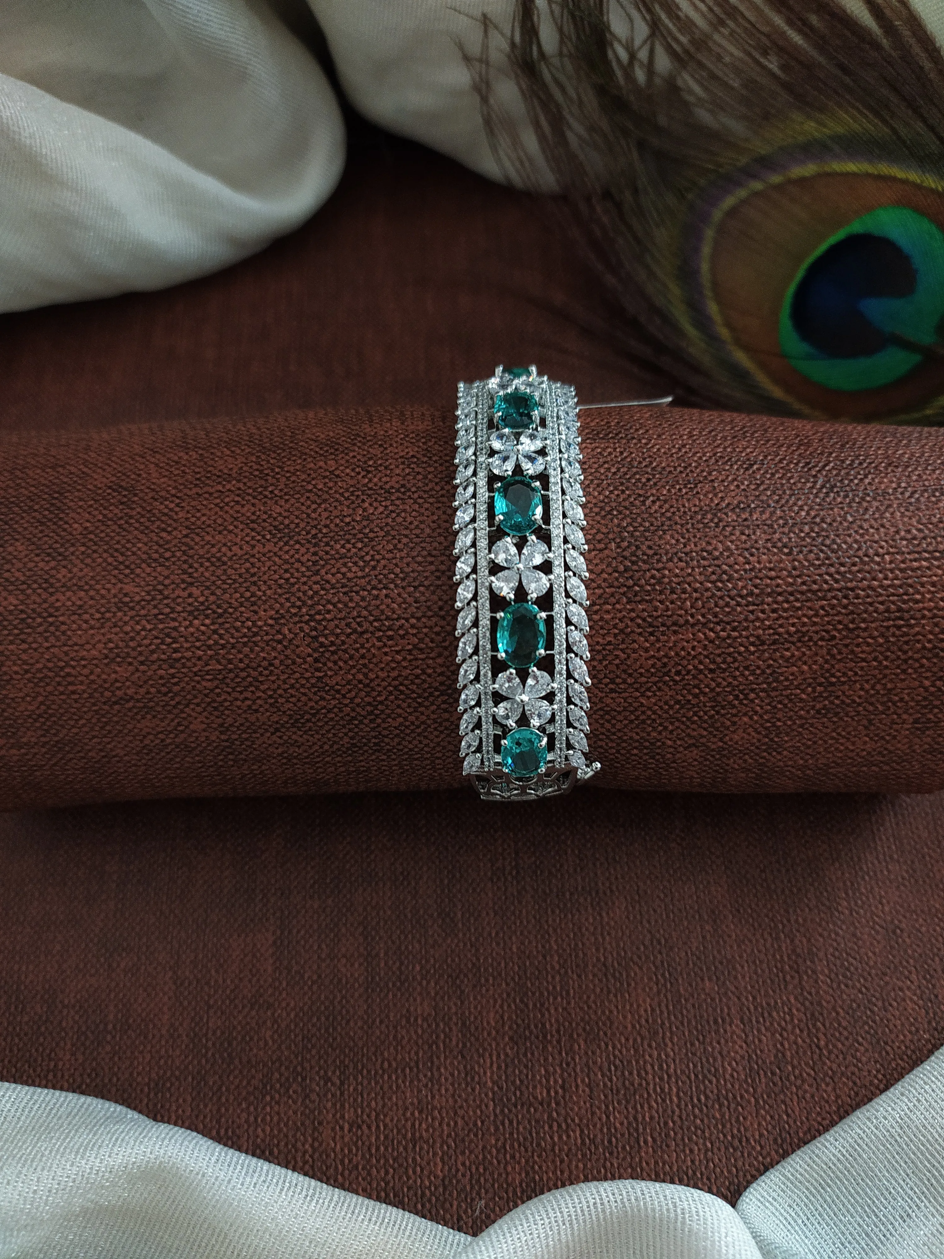 Timeless Elegance for Your Wrist: Silver Plated Zircon Kada Bracelets