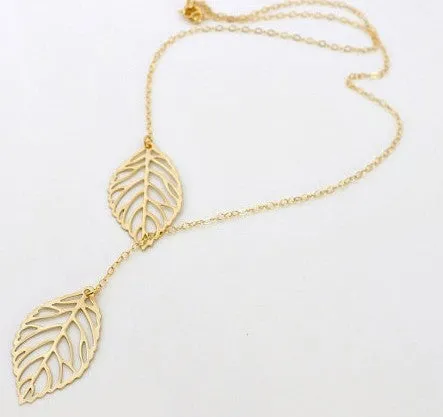 Two Leaf Pendants Necklace