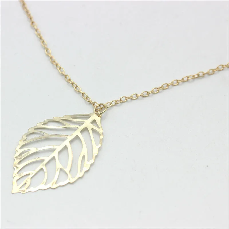 Two Leaf Pendants Necklace