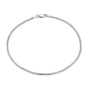 Unisex Snake Chain Anklet Ankle Bracelet Sterling Silver Italy 910 Inch 1.5MM