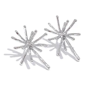 VAIGE Chic 316L Stainless Steel Textured Firework Stud Earrings with Waterproof 18K PVD Plating