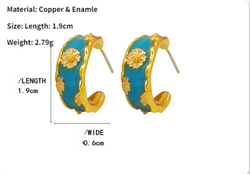 VAIGE Chic Copper Alloy Floral Hoop Earrings