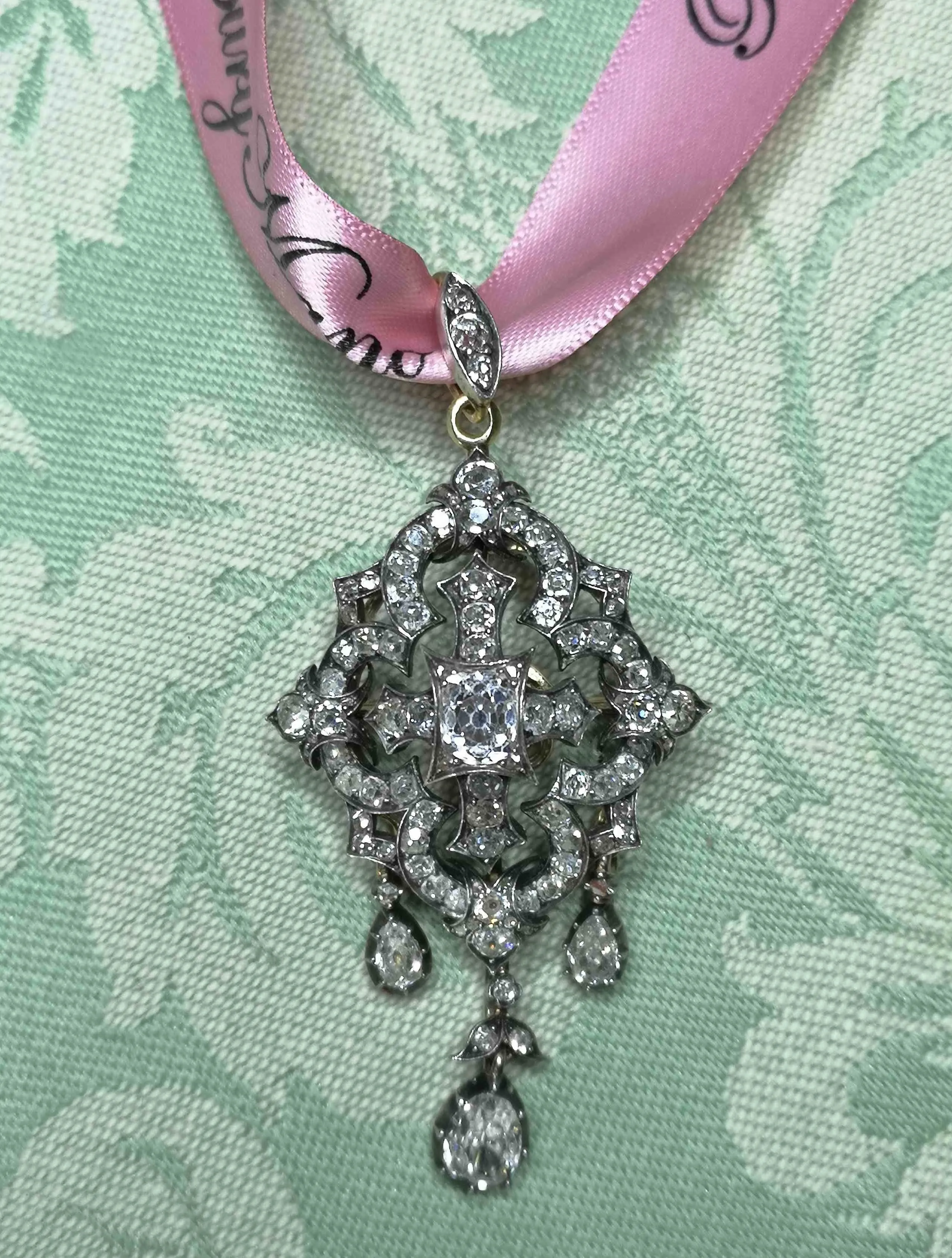 Victorian 5.10tcw I/SI1 Old Mine Cut Diamond Pendant & Brooch