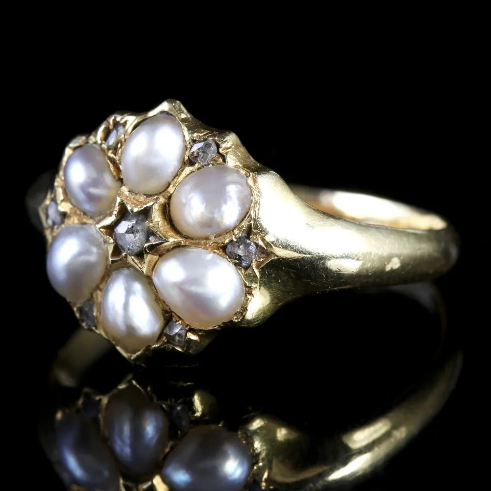 Victorian Pearl Diamond Ring Circa 1900