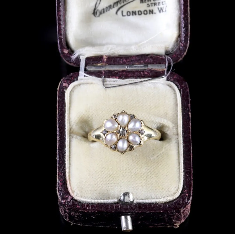 Victorian Pearl Diamond Ring Circa 1900