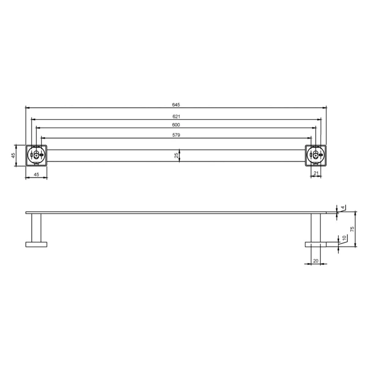 Villeroy and Boch Elements Striking Towel Rail in Chrome - TVA15200200061