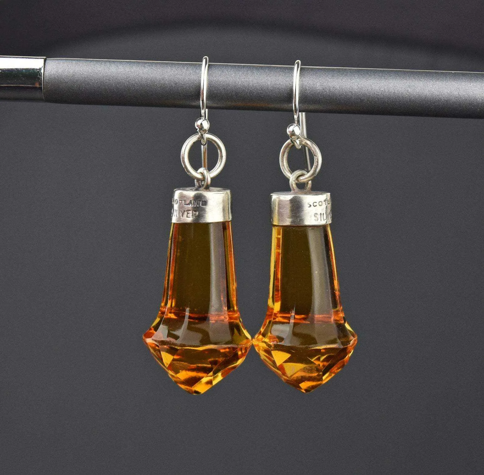 Vintage Scottish Silver Citrine Earrings