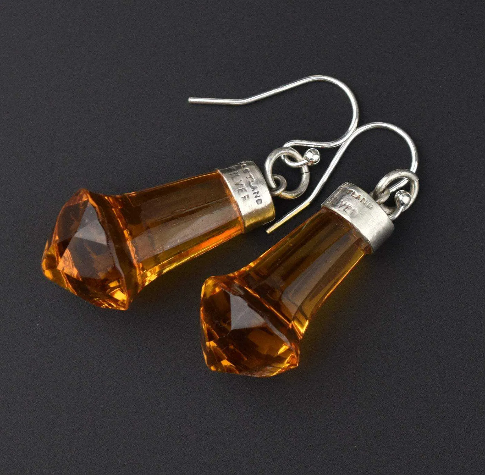 Vintage Scottish Silver Citrine Earrings