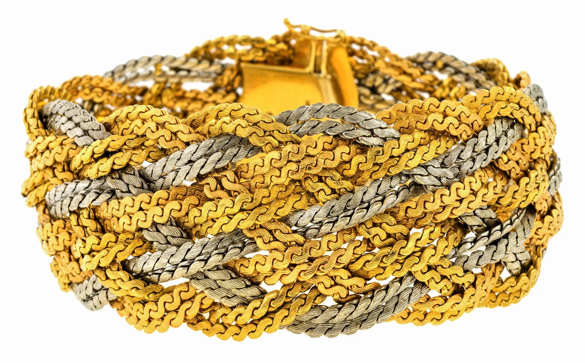 Vintage Wide Braided Gold Bracelet