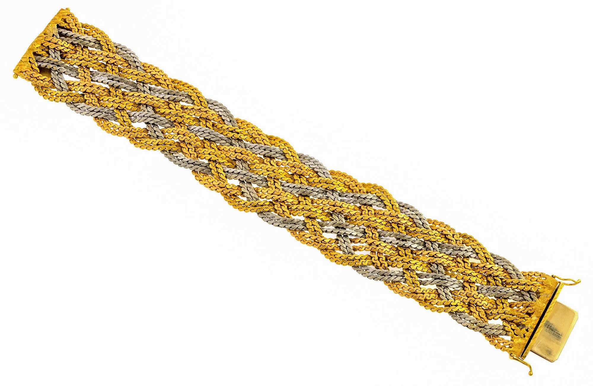 Vintage Wide Braided Gold Bracelet