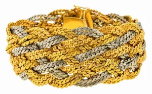 Vintage Wide Braided Gold Bracelet