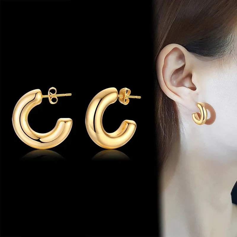 Vnox Chic Geometric Shape Big Hoop Earrings