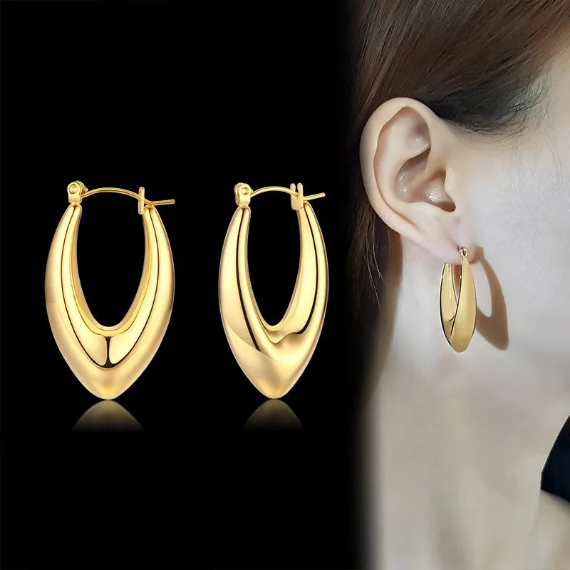 Vnox Chic Geometric Shape Big Hoop Earrings