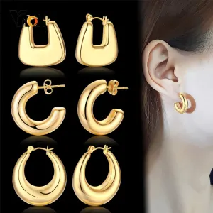 Vnox Chic Geometric Shape Big Hoop Earrings