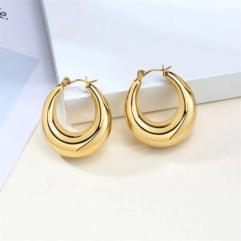 Vnox Chic Geometric Shape Big Hoop Earrings