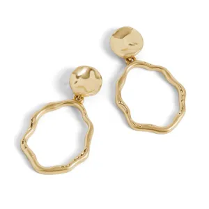 Wavy Hoop w/ Post Earrings - Gold