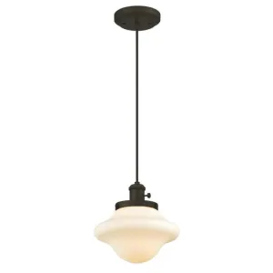 Westinghouse 6346500 1 Light Mini Pendant with Turn Knob Oil Rubbed Bronze Finish with Frosted Opal Glass