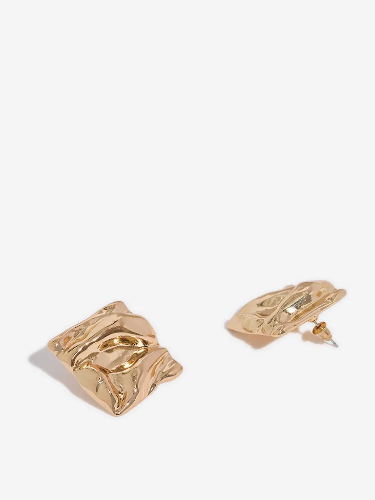 Westside Accessories Gold Molten Big Stud Earrings