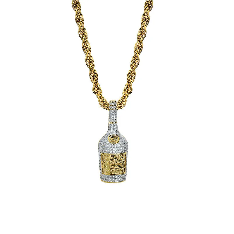 Whiskey Bottle Iced Out Pendant