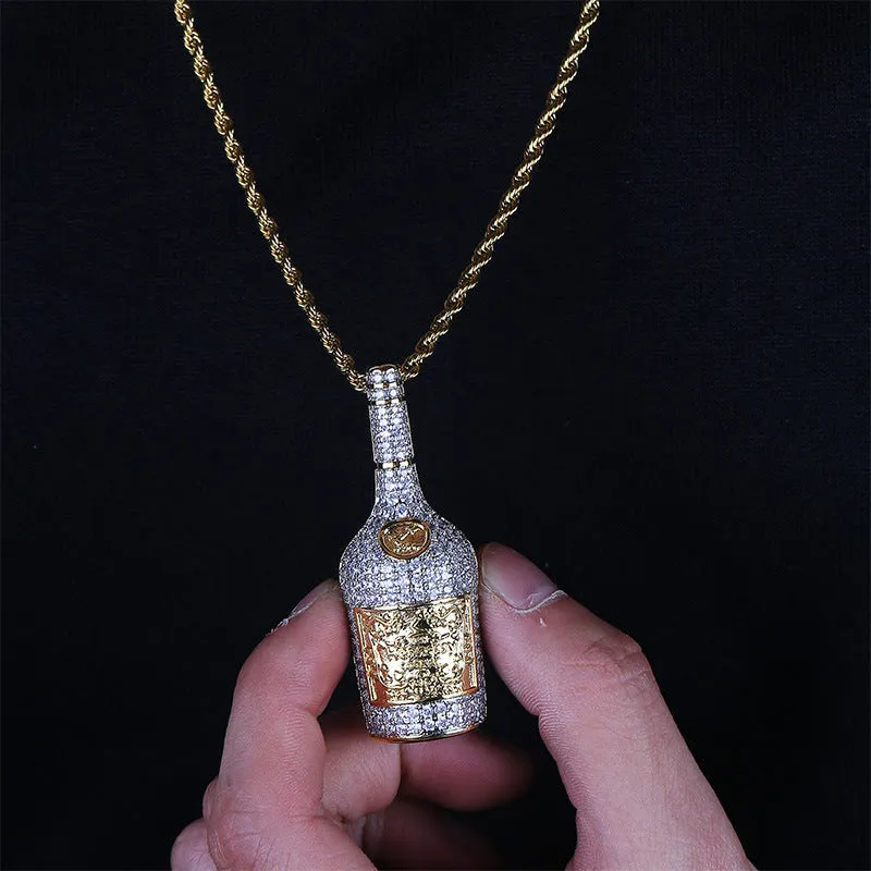 Whiskey Bottle Iced Out Pendant