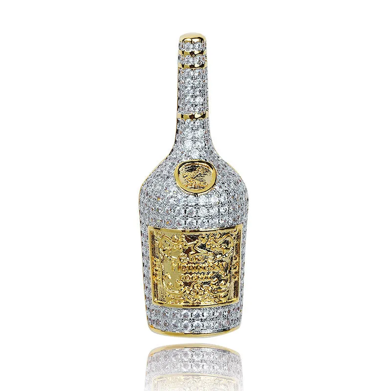 Whiskey Bottle Iced Out Pendant