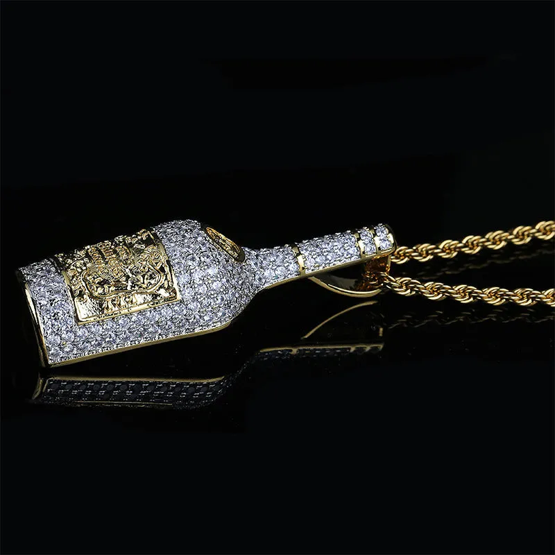 Whiskey Bottle Iced Out Pendant