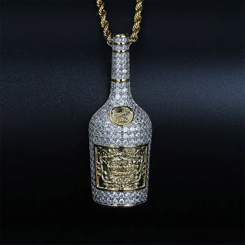 Whiskey Bottle Iced Out Pendant