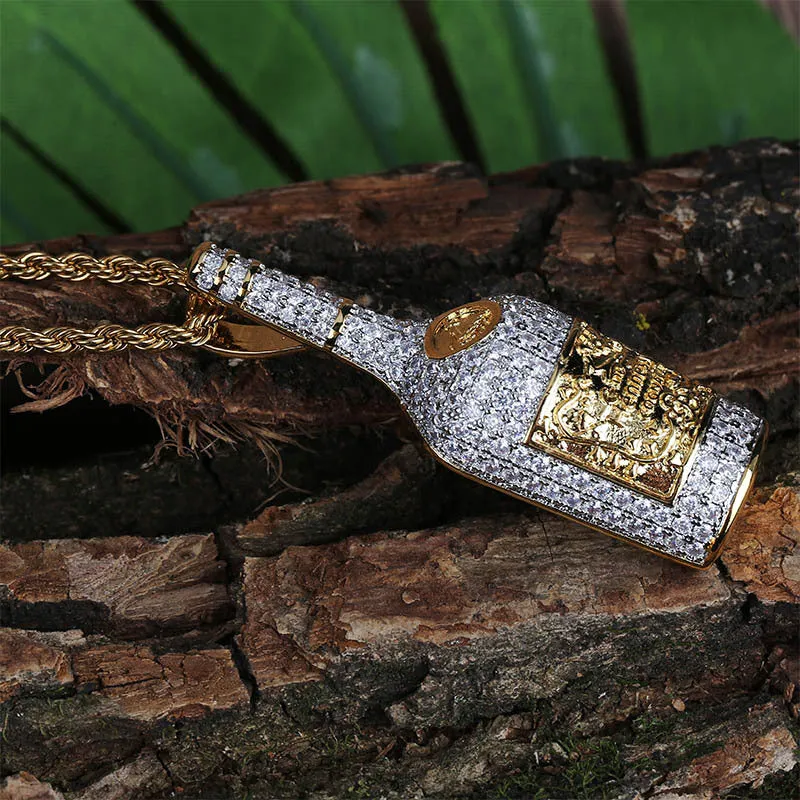 Whiskey Bottle Iced Out Pendant