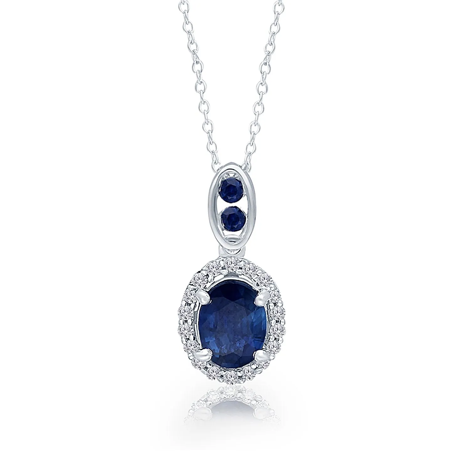 White Gold Sapphire & Diamond Heirloom Pendant