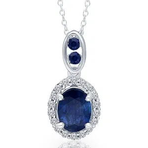 White Gold Sapphire & Diamond Heirloom Pendant