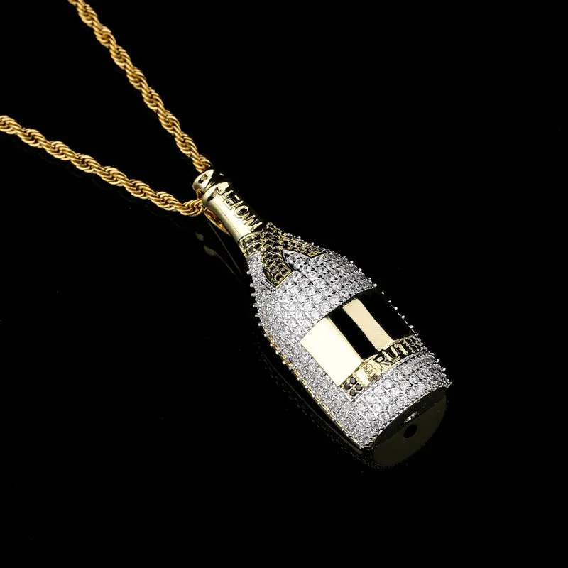 Wine Bottle Fully Iced Pendant