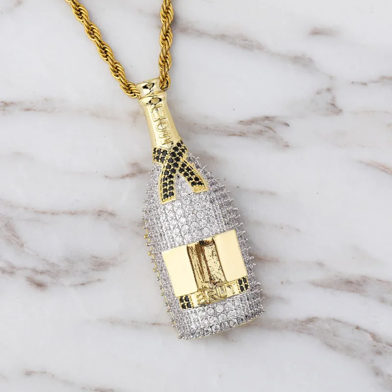 Wine Bottle Fully Iced Pendant