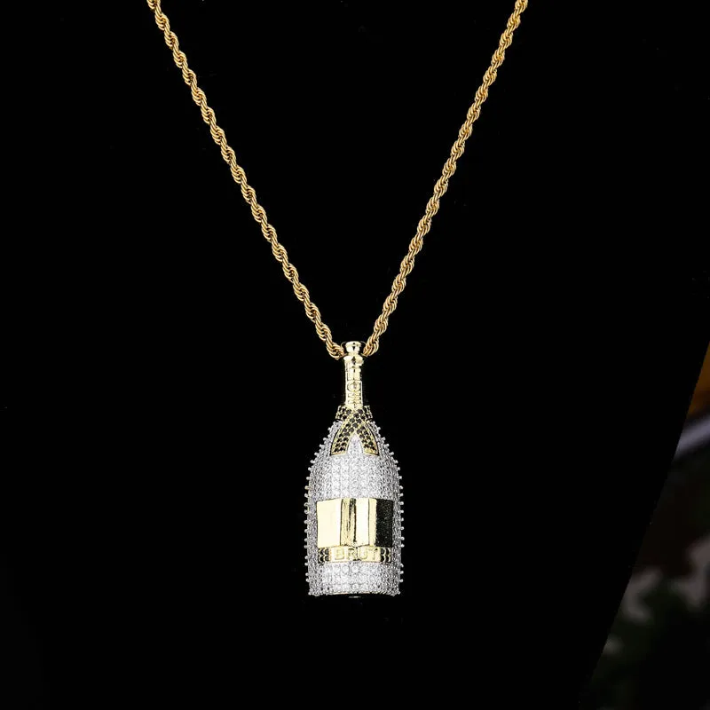 Wine Bottle Fully Iced Pendant