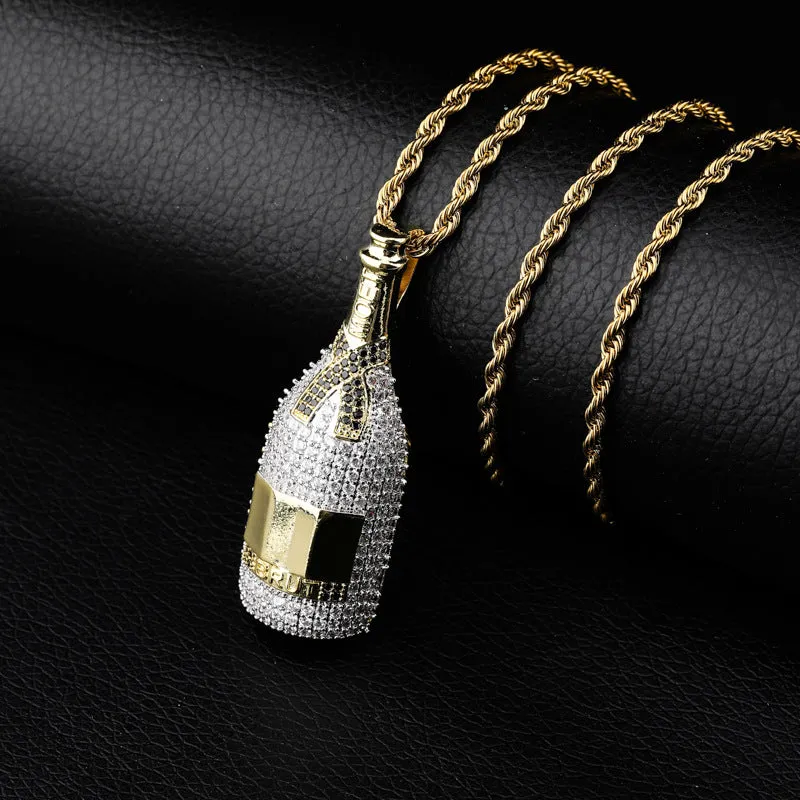 Wine Bottle Fully Iced Pendant